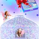 Skywin Mermaid Magic Fort Air Tent for Kids with Door (77” x 50”) Builds in 30 Seconds, Toddler Tents Indoor for Imaginative Play, Kids Forts Indoor Playhouse, Christmas/ Birthday Gift (Fan Not Incl)