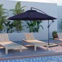 JEAREY 10ft Outdoor Umbrella Backyard Offset Patio Umbrella Cantilever Umbrella Hanging Market Garden Umbrellas with Crank & Cross Base