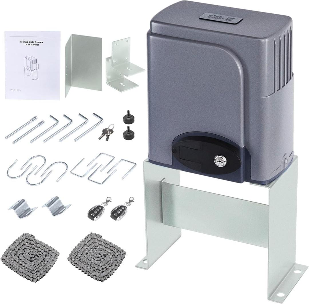 CO-Z 1400lb Sliding Gate Opener Hardware Security System Kit for Sliding Gates Up to 40 Feet, Automatic Gate Opener with Two Remote Controls, Electric Rolling Driveway Slide Gate Motor - Model CG1400