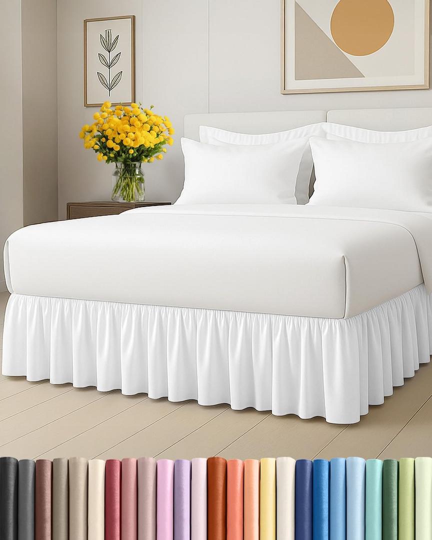 Bedskirt Twin Size Ruffle - 12 inch Drop Dust Ruffle Bed Skirt with Platform - Ultra-Soft, Easy Fit, Premium Hotel Quality - Wrinkle, Fade & Shrink Resistant - for Women, Men, Kids and Teens - White