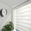 ShadesU Cordless Zebra Blinds – Light Filtering Dual-Layer Window Shades for Privacy (White Color) (Maximum Height 72") (Width 28.5")