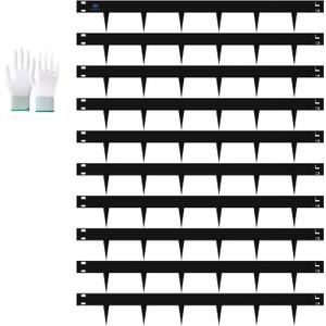 33ft. Metal Edging for Landscaping, 10 Pack 5 Inch Galvanized Steel Landscape Edging for Yard Pathway & Flower Beds, Metal Garden Edging with a Pair of Gloves (Black, 40" L x 5" H Each)