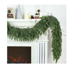 Chuangdi 6ft Prelit Christmas Garland with Lights Artificial Xmas Snowy Cedar Garland Decorated with Pine Cones Berries Battery Powered for Mantle Stairs Fireplace Christmas Indoor Outdoor Decor