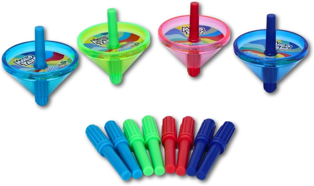 Creative Color Spin Tops Drawing Kit  4 Spinning Tops with 12 Marker Refills for Spiraling Fun and Art Creations, for Kids Ages 5+