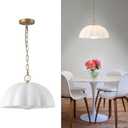 16 Inch Milk Glass Pendant Light Fixtures Mid Century, Hanging Opal Flower Pendant Light Kitchen Island, Hallway, Entryway, Bedroom, Dome Chandelier Dining Room Light Fixture Over Table