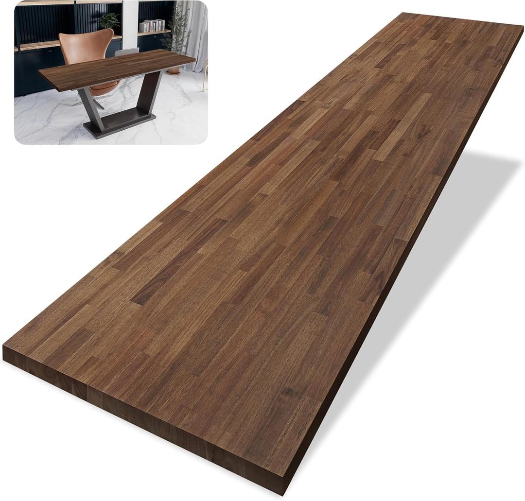 48 x 25 in. Solid Wood Table Top, Dark Walnut Stained Acacia Desktop for Standing Desk/Office Tabletop/Countertop, 0.7in. Thick