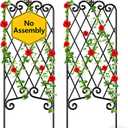 Amagabeli Garden Trellis for Climbing Plants 47 x 16 Rustproof Black Iron Plant Trellis Potted Vines Vegetables Flowers Patio Metal Wire Lattices Grid Panels for Ivy Cucumbers Clematis 2 Pack GT03