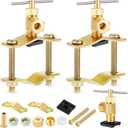 2 Pcs Brass Self Piercing Saddle Valve, 1/4 Inch Compression Outlet Self Tapping Valve for 3/8 to 1-5/16 Inch Water Pipe - Fit Ice Maker, Refrigerator, Water Filtration System