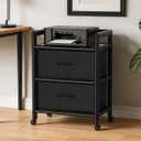 Glosen 2 Drawer File Cabinet with 26'' Removable Fabric Drawers Convert to Shelves, Mobile Filing Cabinet on Wheels, Heavy Duty Metal Printer Stand for Home Office, Small Space