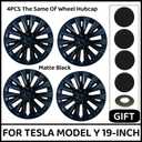 4PCS Wheel Hubcaps 19 Inch Wheel Cover Performance Replacement Wheel Cap Full Rim Cover Accessories for Tesla Model Y 2018-2024 (Matte Black)