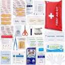 First Aid Kit for Home Car Travel 107 Piece Emergency Kits for Hiking Camping Small Trauma Kit for Boat Vehicle Lightweight Compact Pocket Aid Kit for Sports Outdoor Survival