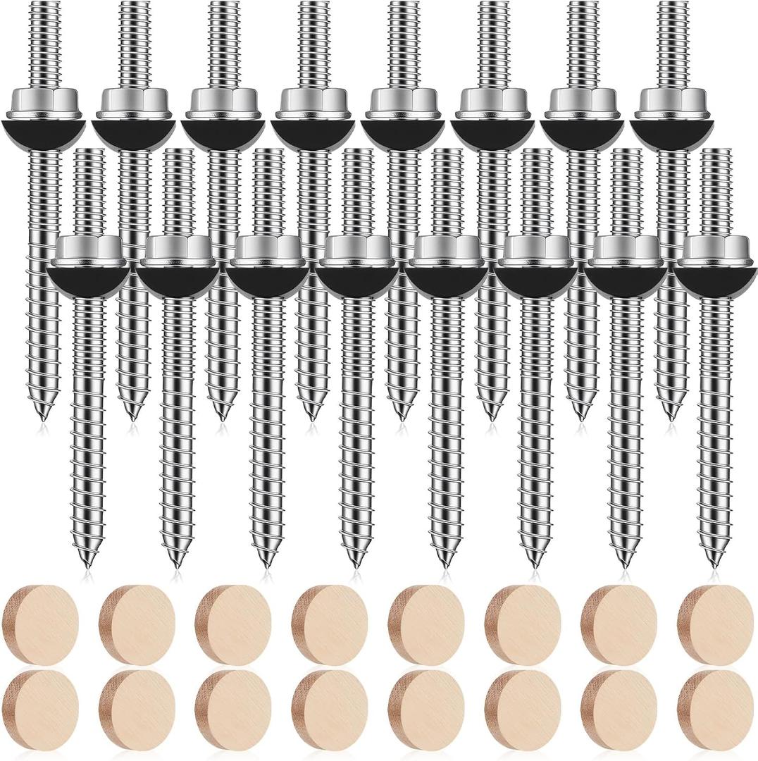 Shimeyao 16 Set Stair Handrail Bolt Kits Rails Fitting Fastener Easy Installation for Residential and Commercial Installation, Connect Handrails to Staircase Fittings and Newels