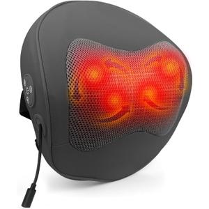 Shiatsu Neck and Back Massager with Heat  4D Deep Tissue Kneading, Red Light Therapy, Pain Relief and Relaxation for Home or Office Use, Gift for Men & Women-Dark Gray