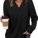 Sampeel Hoodies for Women Trendy Fall Fashion 2025 V Neck Oversized Sweatshirt Plus Size Tops Clothes XXL