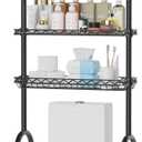 EAGMAK Over The Toilet Storage Rack, 4-Tier Bathroom Organizer with Adjustable Shelves & Basket, Rust-Resistant Metal Over Toilet Shelf for Small Bathroom Space Saving, Black