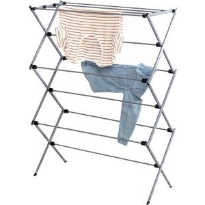Honey-Can-Do Collapsible Laundry Drying Rack, Sturdy Steel, Foldable & Portable Clothes Drying Rack, Space-Saving Design, Indoor & Outdoor Drying, Ideal for Laundry Room 50lb Capacity, Silver
