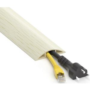 Floor Cord Cover 4ft, White Oak Wood Cord Hider Floor Hide Extension Cords, PVC Cable Management Cover, Cable Protector Wire Cavity W0.6in x H0.32in