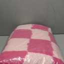 Fluffy Area Rug for Bedroom 5x7, Modern Indoor Shag Carpet, Soft Plush Non Slip Checkered Rugs for Living Room Kids Room Home Decor, Hot Pink