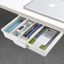 GGIANTGO Under Desk Drawer Organizer, Self-Adhesive Storage, Office & Home Stationery (Large-White)