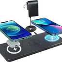 Magnetic Wireless Charger Pad - 3 in 1 Fast Mag-Safe Charging Station for iPhone 17/16/15/14/13/12 Series, AirPods 4/3/2 Pro, 15W Wireless Charging Mat/Pad for Apple Multiple Devices (With Adapter)