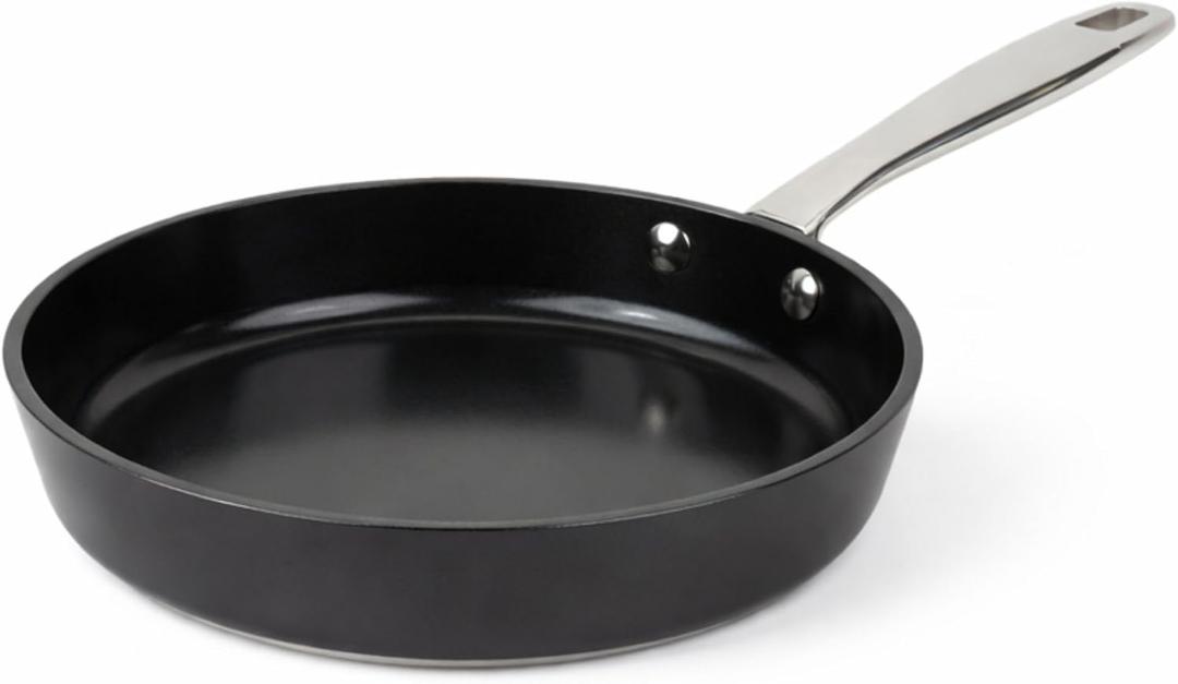 Alva Maestro 8-Inch Ceramic Nonstick Frying Pan, PFAS-Free Non Toxic Egg Pan, Induction Safe Small Skillet with Stainless Steel Handle, Heavy-Duty Aluminum, PTFE & PFOA Free, Black