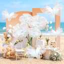 Cinnvoice 8 Pcs Large Butterfly Flower Decorations 20 Inch 12 Inch 3D Giant Silk Butterfly Big Flower Mariposas Grandes para Decoracion for Wedding Backdrop Birthday Party(Laser White)