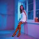 3 Pairs Halloween Long Striped Knee High Socks for Women Witches Striped Costume Leggings High Tights Socks