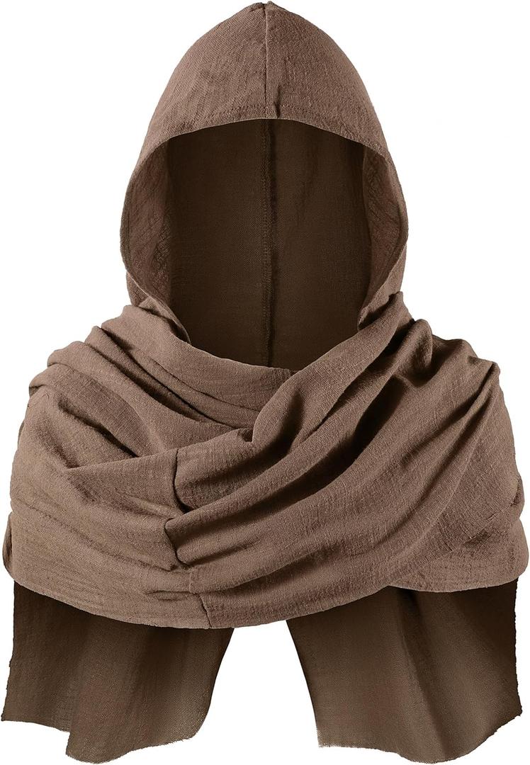 TOKYO REVENGERS Kids Medieval Renaissance Hooded Cowl Multifunctional Scarf Shawl Cape Halloween Cosplay Costume Accessories (One Size, Brown)