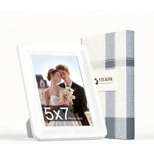2 x White 5x7 Picture Frame,1 Pack, Fits 5x7 Photo or 4x6 with Mat, Acrylic Front & Durable ABS Frame, Shatterproof UV-Resistant Tabletop Display, Vertical/Horizontal Home Dcor Frame
