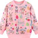 Little Girls Sweatshirts Cotton Long Sleeve Crewneck Pullover Toddler Kids Winter Warm Shirt Sweater Tops (4T, Pink/Rabbit)