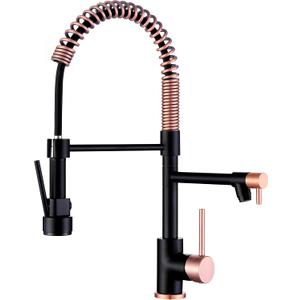 Avola Copper & Black Spring High Arc Kitchen Faucet,Stainless Steel Pull Down Sprayer Faucets,Kitchen Sink Faucet Single Handle Spring Two Nozzles Faucets, Suitable for RV, Bar & Laundry