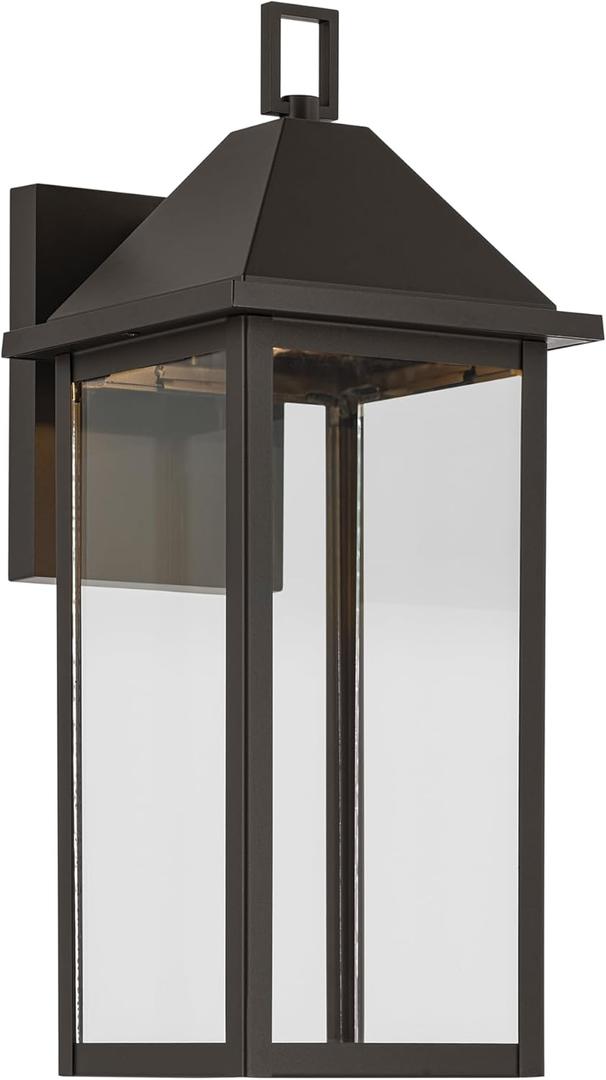 Kichler Prin 1-Light Outdoor DarkSky Wall Light, Updated Traditional Light with Clear Glass in Black, for Porch, Patio or Garage (16.75" x 6.75"), 59158OZDS