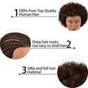 Morris Mannequin Head with 100% Human Hair - Curly Hair Training Head for Cosmetology, Hairdresser Practice, Styling, Braiding with Clamp Stand
