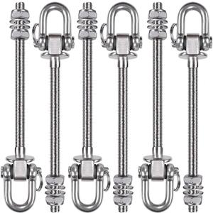 SELEWARE Set of 6 Swing Hanger, Swing Bolts M10 x 9.3", Stainless Steel Heavy Duty Swing Hooks for Wood and Steel Beam Yoga Hammock Chair Porch Swing Sets Seat, 1800LB Capacity