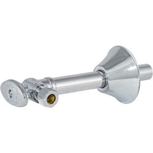 Eastman 1/2 inch Sweat x 3/8 inch OD Compression Quarter Turn Angle Stop Valve with Extension Tube, Brass Plumbing Fitting, Chrome, 10742LF