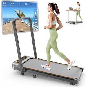 Foldable Walking Pad Treadmill with 12% Incline Upgrade 3.5HP Low Noise Walking Pad Treadmill with Handle Bar 4 in 1 Under Desk Treadmills for Home/Office, 359898