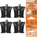Eurmax USA 130LBS 4-Pack Universal Canopy Weights,Reinforced Double Pockets, Secure Wind Protection,Easy Wrap-Around Installation Heavy Duty Sandbags (Without Sand),Fits All Instant Shelter Legs,Black