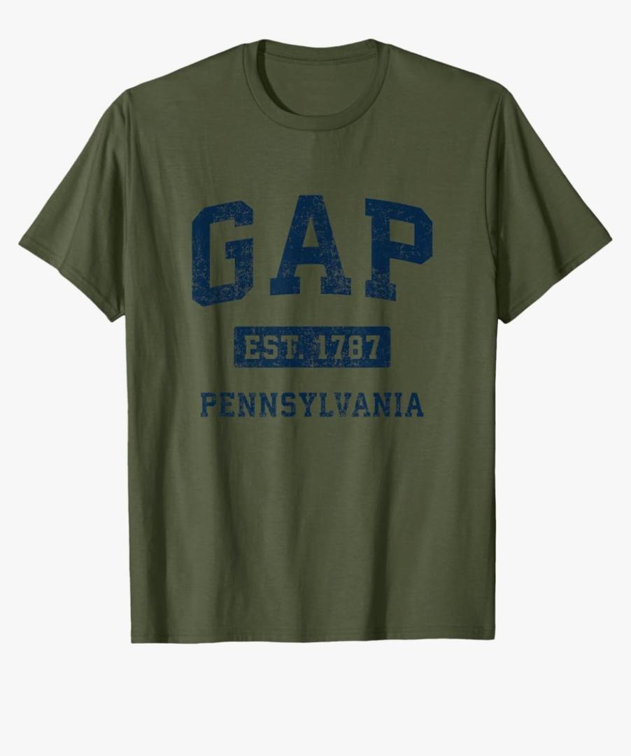 Gap Pennsylvania PA Vintage Athletic Navy Sports Design T-Shirt, Small