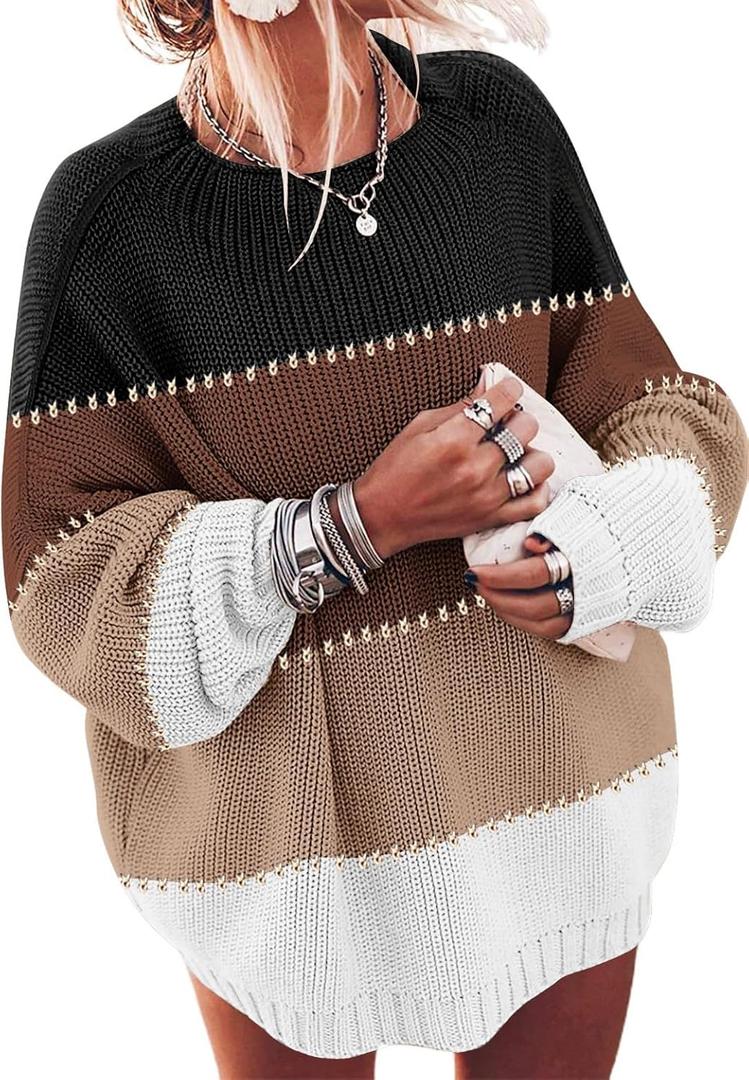 ETCYY Women's Oversized Sweaters Fall 2025 Fashion Winter Clothes Batwing Long Sleeve Knit Sweater Pullover Jumper Tops (X-Large, Color Black)