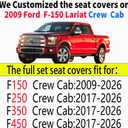 Aierxuan Full Set Car Seat Covers Custom Fit 2009-2026 Ford F150 Crew Cab and 2017-2026 F250 F350 F450 Super Duty Pick-up Truck, Automotive Vehicle Cushion Cover with Waterproof Leather (Black)