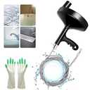 Drain Auger 25 Ft with Gloves, Heavy Duty Plumbing Snake Drain Clog Remover | Long Flexible Drain Snake for Deep Clog Removal, Reusable Drain Cleaner Tool for Bathroom, Shower, Bathtub & Kitchen Sink