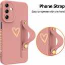 Fiyart Designed for Samsung Galaxy A15 5G Case with Phone Stand Holder Cute Love Hearts Protective Camera Protection Cover with Wrist Strap for Women Girls for Galaxy A15 5G 6.5"-Pink