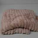 NEWCOSPLAY Super Soft Queen Blanket Pink Premium Silky Flannel Fleece 3D Ribbed Jacquard Lightweight Bed Blanket All Season Use (Pink Ribbed, Queen(90"x90"))
