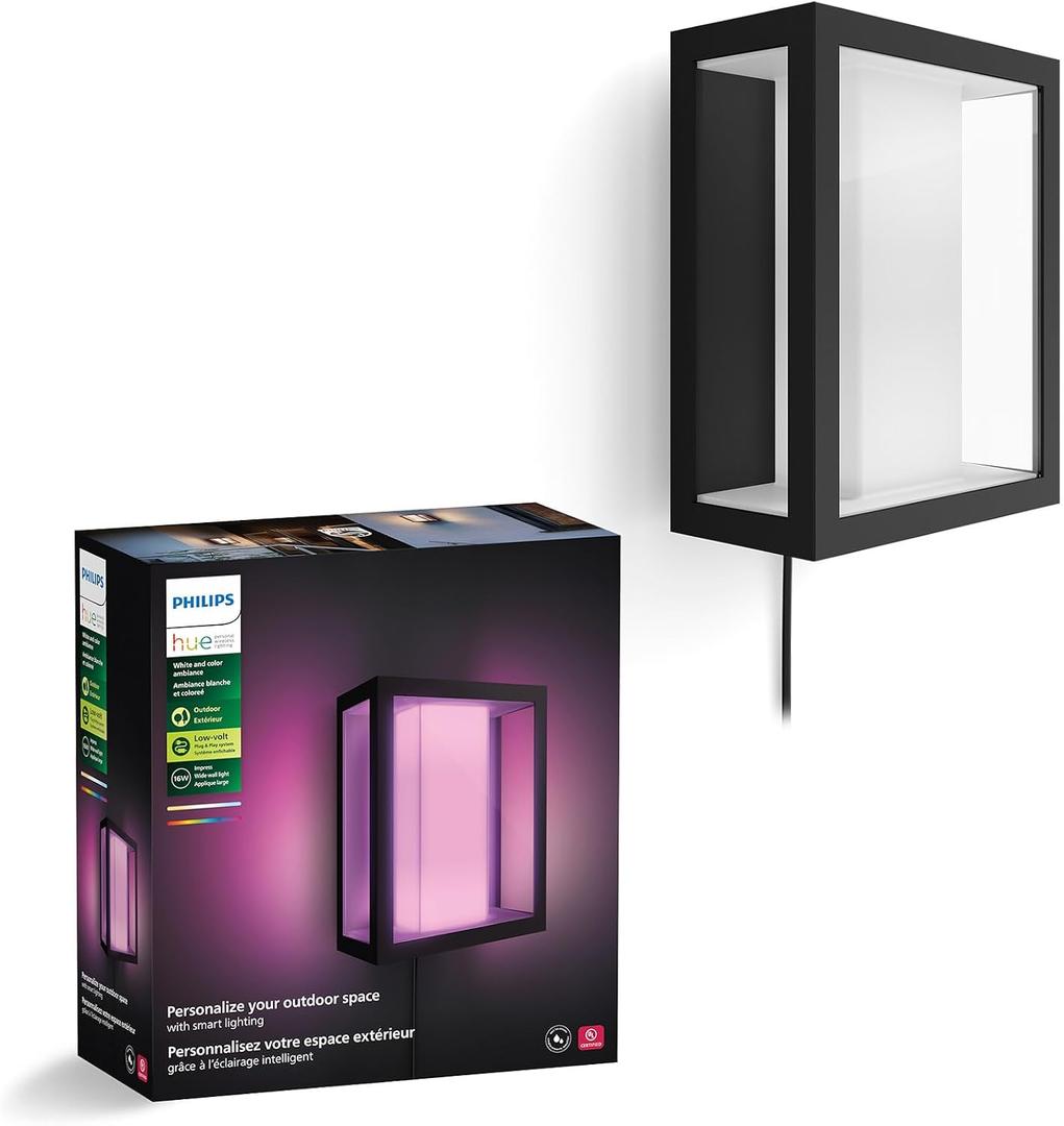 Philips Hue Impress Outdoor Wall Light Wide (Low-volt), (240 x 190mm) White & Color Light, Voice Control, Bridge required