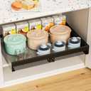 Hisencn Pull Out Cabinet Organizer, Expandable Width 13.9"-22", 21.8" Deep Heavy Duty Slide Out Drawer for Kitchen Cabinets, No Drill Roll Out Shelves with Adhesive Nano Film (Black)