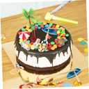 Sewroro 6 Pcs Miniature Rowboat, Wooden Boat Mini Rowboat Blue Wood Boat with Oars Canoe Model Figurines for Fairy Garden Home Decor (6.20X2.00X1.00CM, Assorted Color)