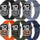 6 Pack Sport Bands for Apple Watch Band 40mm 41mm 42mm 38mm 44mm 45mm 46mm iWatch bands for Women Men,Waterproof Silicone Strap Wristband for Apple Watch Series 11 10 9 8 7 6 5 4 3 SE/Ultra 49mm 3/2nd (01-Black/Dark Grey/Blue Grey/Orange/Army Green/Navy Blue)