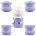 4 Pack Silicone Sleeves for Avent Natural Glass Baby Bottles, Anti Breakage Baby Bottle Holder, Compatible with Philips Avent Glass Natural Baby Bottle, BPA Free (Purple, 4 OZ)