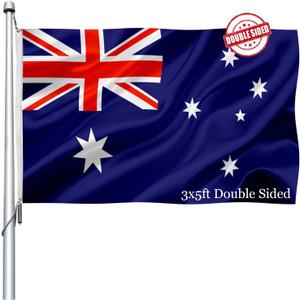 Australia Australian Flag 3x5 Outdoor Double Sided- Heavy Duty Australian National Flags for wall with 2 Brass Grommets 4 Rows Stitched Australian Decorations