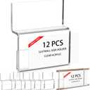 Kathfly 12 Pcs Slatwall Sign Holder Acrylic Product Label Holder Horizontal 3.5 x 2 Business Cards or Stickers Clear Office Reception Areas Display